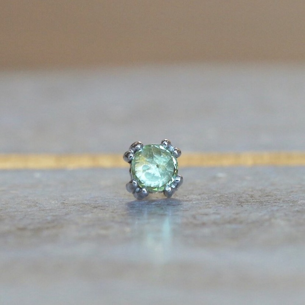 BVLA Cab Prong Seafoam Tourmaline Reverse Set 14K White Gold 2mm